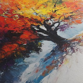 Kép - Színes fa (órával) (90x30 cm)