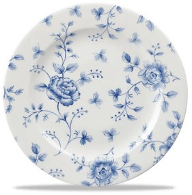Churchill Vintage Prints fehér kék virágos porcelán peremes desszertes tányér