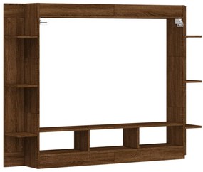 barna tölgyszínű szerelt fa TV-szekrény 152x22x113 cm
