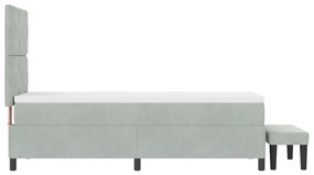 Box Spring Ágy Matraccal és Pad világosszürke 80x200 cm Bársony