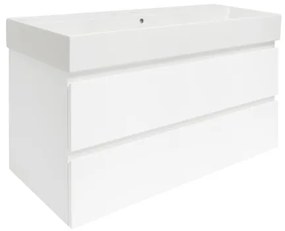 SAT B-Way Fürdőszobaszekrény mosdóval 99x50x45 cm fehér fényes BWAY2100WU2BI