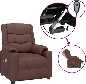 vidaXL barna műbőr elektromos masszázsfotel
