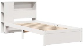 fehér tömör fenyőfa könyvespolcos ágy matrac nélkül 75 x 190 cm