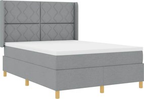 vidaXL Boxrugós ágy matracmal Világosszürke 160 x 200 cm szövet