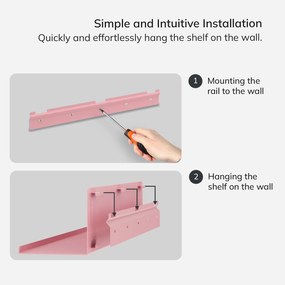 Fali polc JOANNE 700 mm, Fresh Style: púderrózsaszín