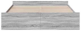 sonoma tölgyszínű szerelt fa ágykeret fiókokkal 200 x 200 cm