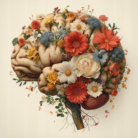 Vászonkép Canvas Agy Értelem Színes Virágok Grafika 80x80