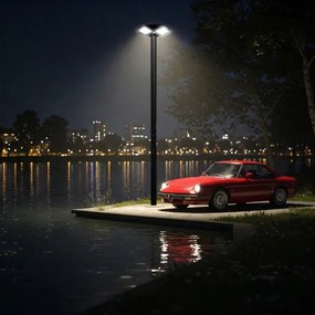 LED Napelemes utcai lámpa érzékelővel LED/15W/6V 6500K IP65 fekete + távirányító