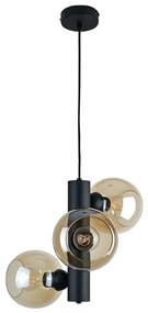 Csillár zsinóron TUBE 3xE27/60W/230V fekete/füstös bézs