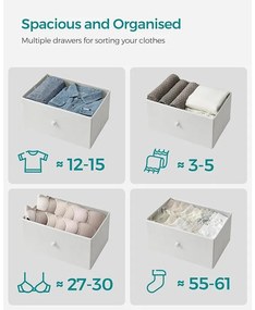 Tároló szekrény négy fiókkal, ruhás szekrény, fehér és tölgy 80x30x85cm