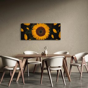Kép - Napraforgók és a virágszirmok (120x50 cm)