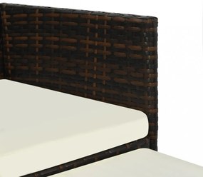 barna 2-személyes polyrattan kerti fotel asztallal/zsámolyokkal