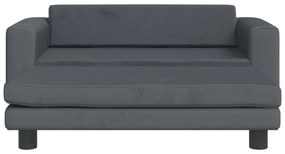 sötétszürke gyerek bársonykanapé lábzsámollyal 100x50x30 cm