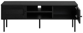 Fekete TV-állvány tölgyfa dekorral 120x43 cm Pensacola – Unique Furniture