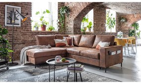 Barna bőrutánzat kinyitható sarokkanapé (bal oldali) Lofty Lilly – Miuform