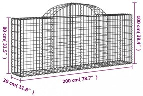 20 db íves horganyzott vas gabion kosár 200x30x80/100 cm