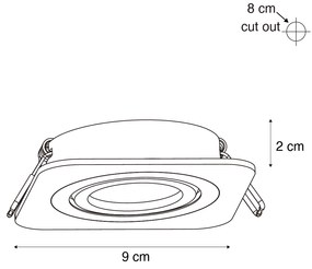 6 darabos, lekerekített, süllyesztett, ágyúszürke spotlámpa készlet GU10 50mm állítható IP44 - Alberto