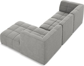 Szürke buklé sarokkanapé (jobb oldali-heverő résszel) Aloha – Makamii