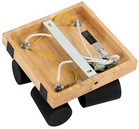 Mennyezeti lámpa fekete fával 4-lámpás állítható téglalap - Jeana