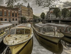Poszter 40x30cm Kikötött hajók Amszterdamban 2, Assaf Frank
