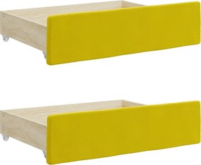 vidaXL 2 db sárga szerelt fa és bársony ágyfiók