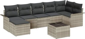 vidaXL Kerti Kanapé Szett párnával 8 pcs Világosszürke Poli rattan