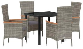 Kert étkező szett párnával 5 pcs Szürke Poli rattan