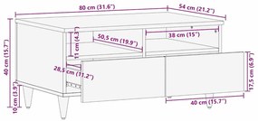Dohányzóasztalok Barna 80 x 54 x 40 cm Kanna és tömör mango fa