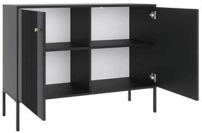 SOFT komód 104 cm, fekete, bordázott