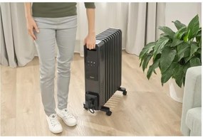 Sencor - 11 bordás olajradiátor 1000/1200/2400 W/230 V Wi‑Fi fekete