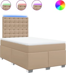 vidaXL cappuccino színű műbőr rugós ágy matraccal 120 x 190 cm