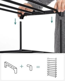SONGMICS cipőtartó állvány 30 × 94 × 206 cm, fekete színben
