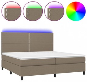 tópszínű szövet rugós és LED-es ágy matraccal 200 x 200 cm