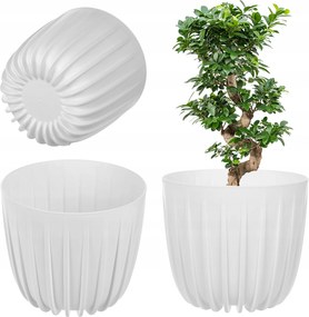 Virágtartó Fedő 17,5cm Kerek Műanyag Virágágyás Fehér