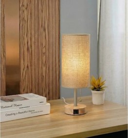 Brilagi - Asztali lámpa USB-porttal TABLON 1xE27/25W/230V tölgy/bézs