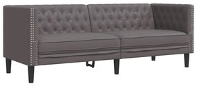 3 személyes szürke műbőr Chesterfield kanapé
