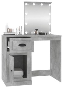betonszürke szerelt fa pipereasztal LED-del 90 x 50 x 132,5 cm