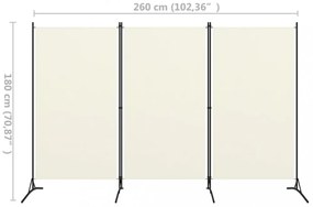 fehér 3 paneles szövetparaván 260x180 cm
