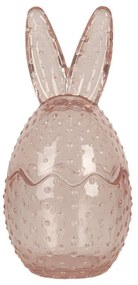 Rózsaszín nyuszifüles üveg bonbonier Ø 8X17 cm