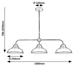 Rabalux 5309 - Csillár rúdon DRAGAN 3xE27/60W/230V