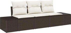 vidaXL Kanapé Szett párnával 3 pcs Barna polirattan