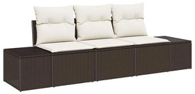 vidaXL Kanapé Szett párnával 3 pcs Barna polirattan