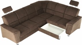 Kinyitható ülőgarnitúra, barna szövet, jobbos, SANTIAGO