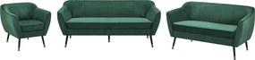 Design 3 személyes kanapé, zöld Velvet szövet/fekete/arany, VIODA