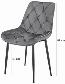 AKCIÓ Bársonyos étkezőszék TOR, sötétszürke II. osztály