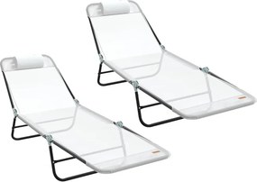vidaXL Összecsukható nyugágy 2 pcs Krém 182 x 55 x 85,5 cm Textilén