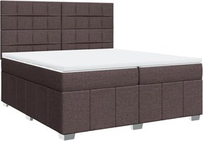 vidaXL sötétbarna szövet rugós ágy matraccal 200 x 200 cm