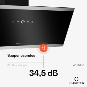 Klarstein FlashLine páraelszívó, A++, 524 m³/h, 3 szint, érintős, csendes, LED, elszívás/recirkuláció, 100 W