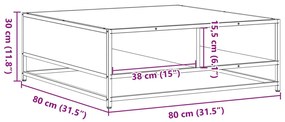 fekete szerelt fa és fém dohányzóasztal 80 x 80 x 30 cm