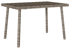 téglalap szürke polyrattan kerti dohányzóasztal 60x40x37cm
